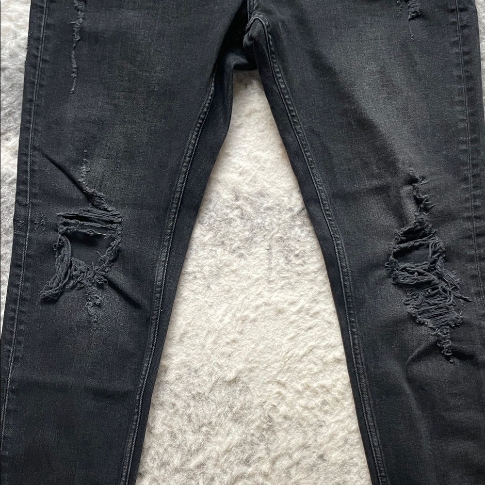 Black Distressed Skinny Jeans - Picture 2 of 7